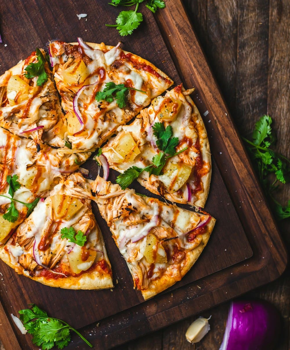 Wood-fired pizza fresh from the oven