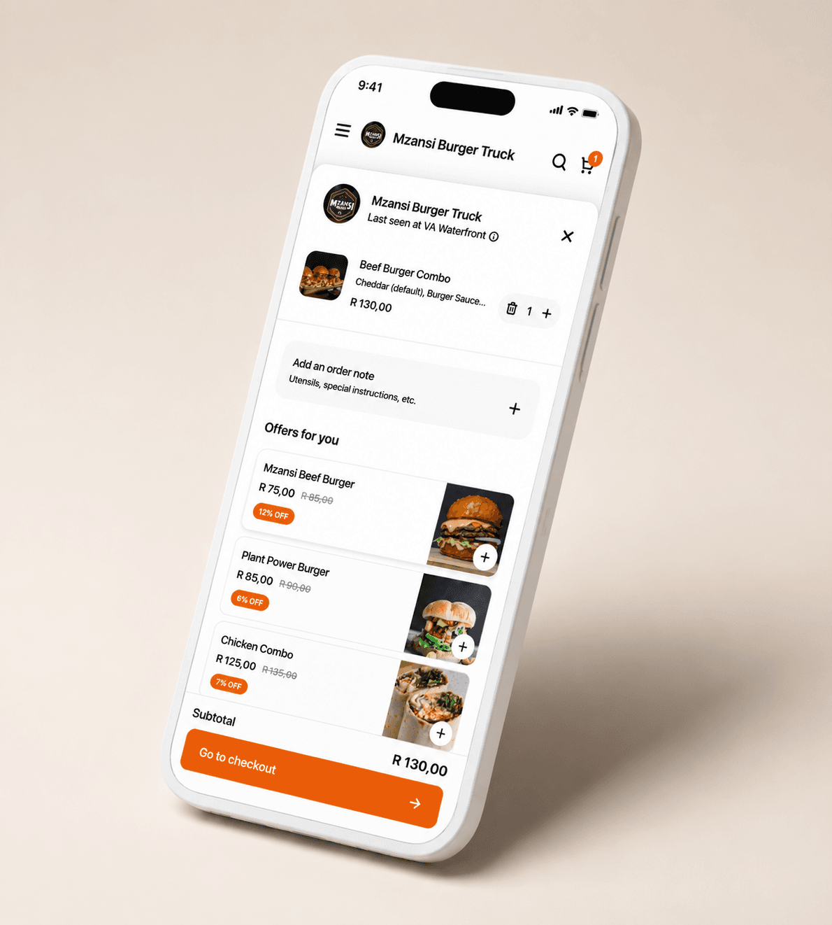 The YesChef cart and checkout on a phone